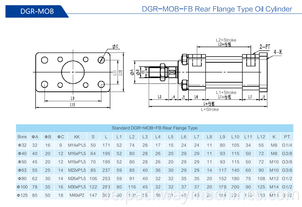 8dgr Mob Fb Rear Flange Type Oil Cylinder